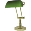 SEA-CLUB Schreibtischlampe 1292G Bankerlampe, Messing Poliert, Grün, Mit Standfuß