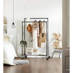Songmics Garderobenständer HSR60B, Bis 110 Kg, Mit Rollen, Metall, Schwarz -Haushaltsprodukte fab9b1ea5c9bb198fdd446e9ca910ba0a4ee1d73 garderobenstaender songmics hsr60b bis 110 kg