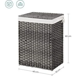 Songmics Wäschekorb LCB51WG, Grau, Mit Deckel, Aus Kunststoff, Faltbar, 46 X 60 X 33 Cm, 90 Liter -Haushaltsprodukte fc7bb9d7d037395f7dde9b9e3b306423e8da33e0 waeschekorb songmics lcb51wg grau mit deckel
