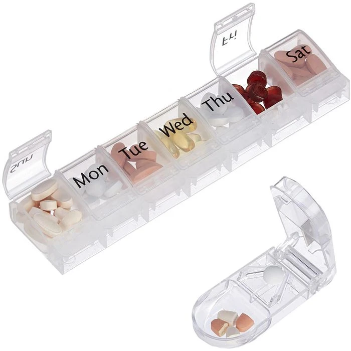 Relaxdays Tablettenbox 7 Tage, Täglich, Inkl. Tablettenschneider 1 Relaxdays Tablettenbox 7 Tage, Täglich, Inkl. Tablettenschneider